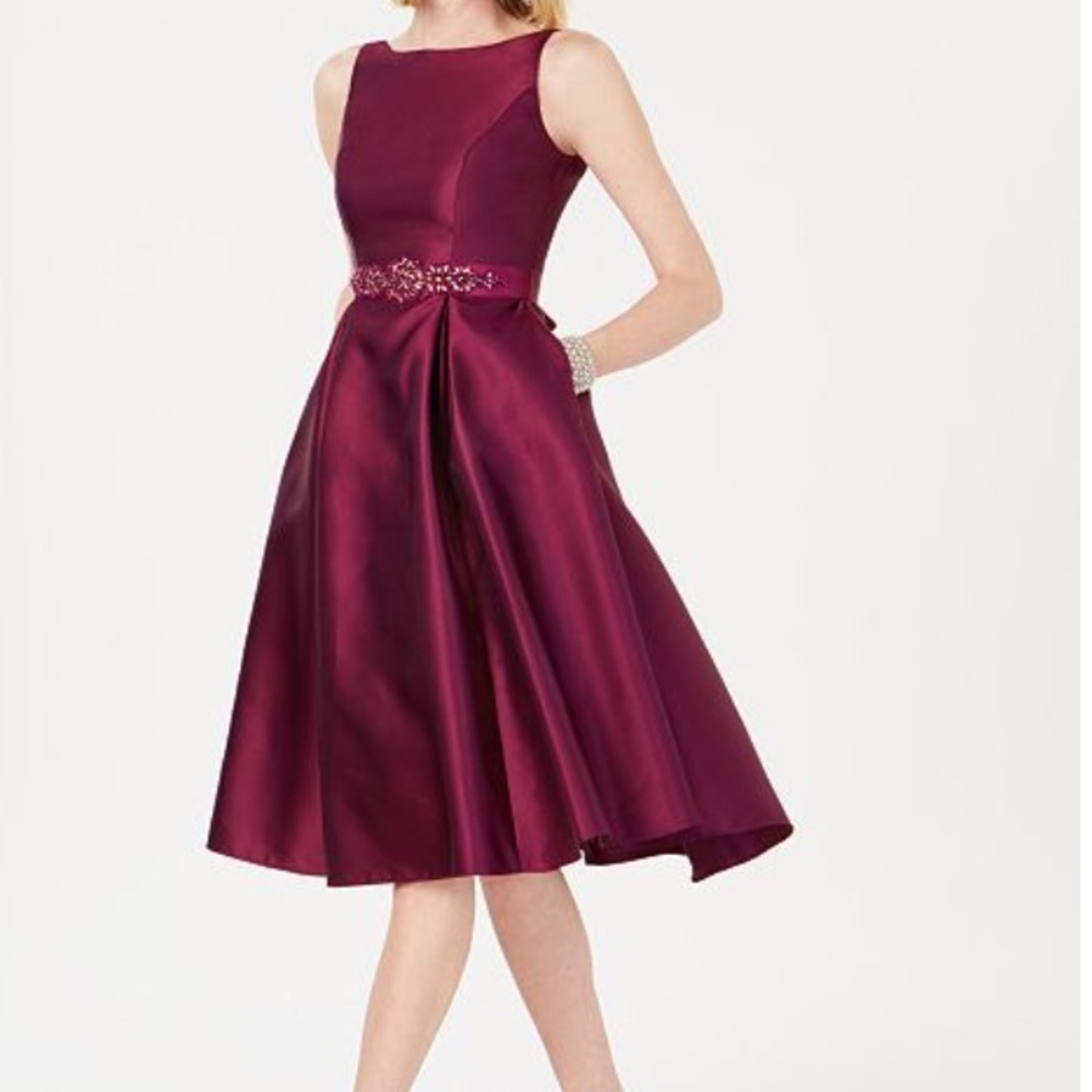 Adrianna papell belted satin dress
